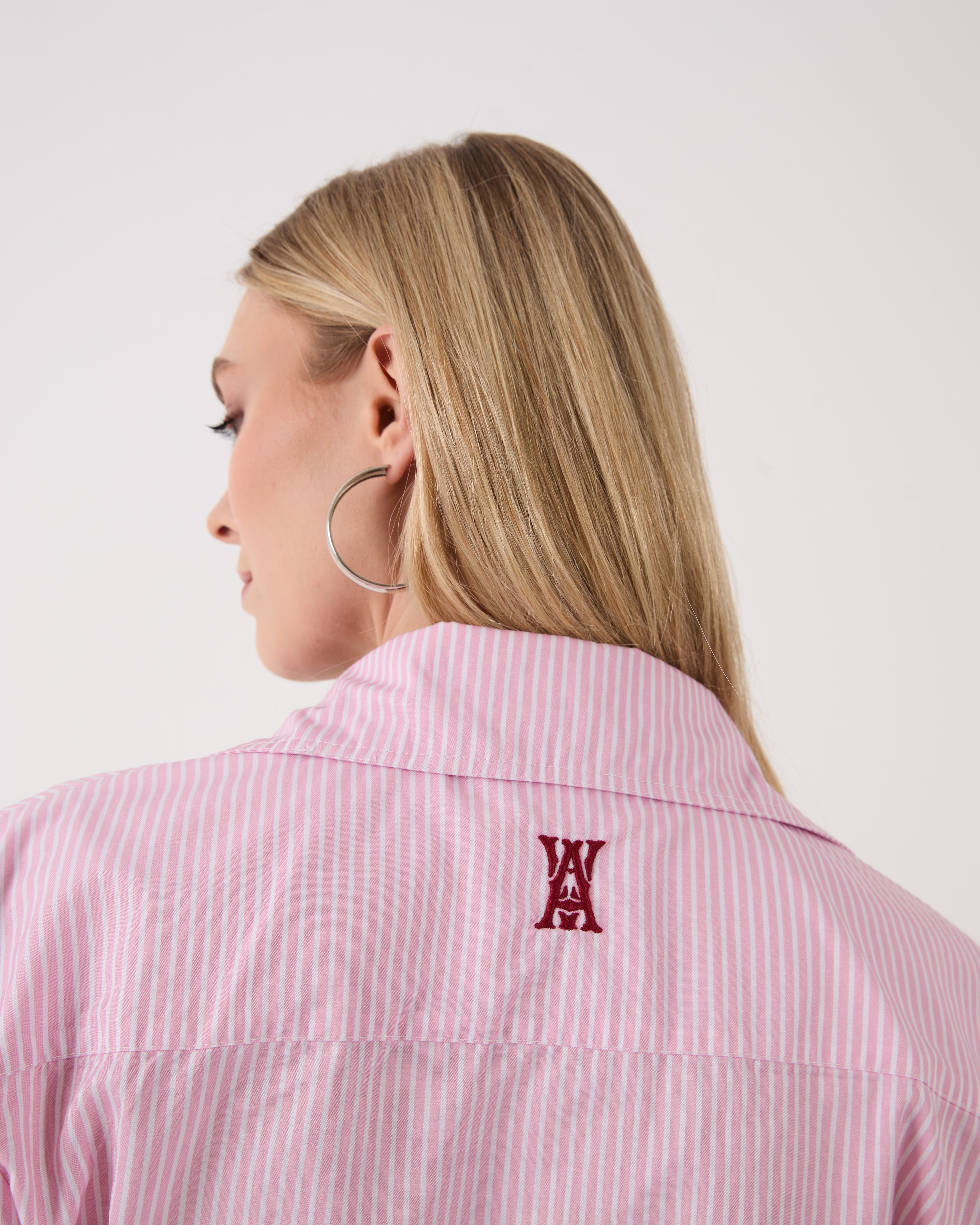 PINK STRIPE CROPPED SHIRT