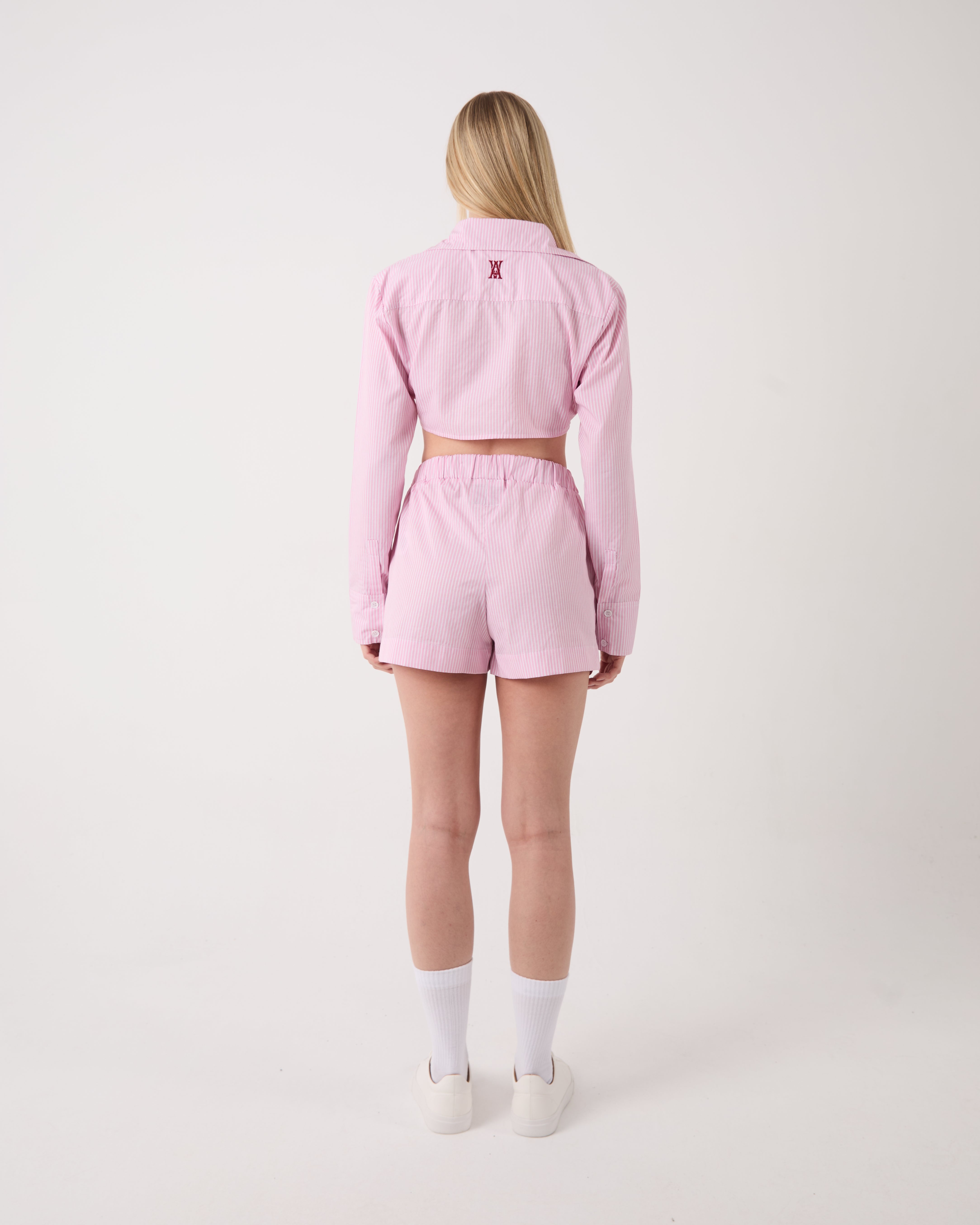 PINK STRIPE CROPPED SHIRT