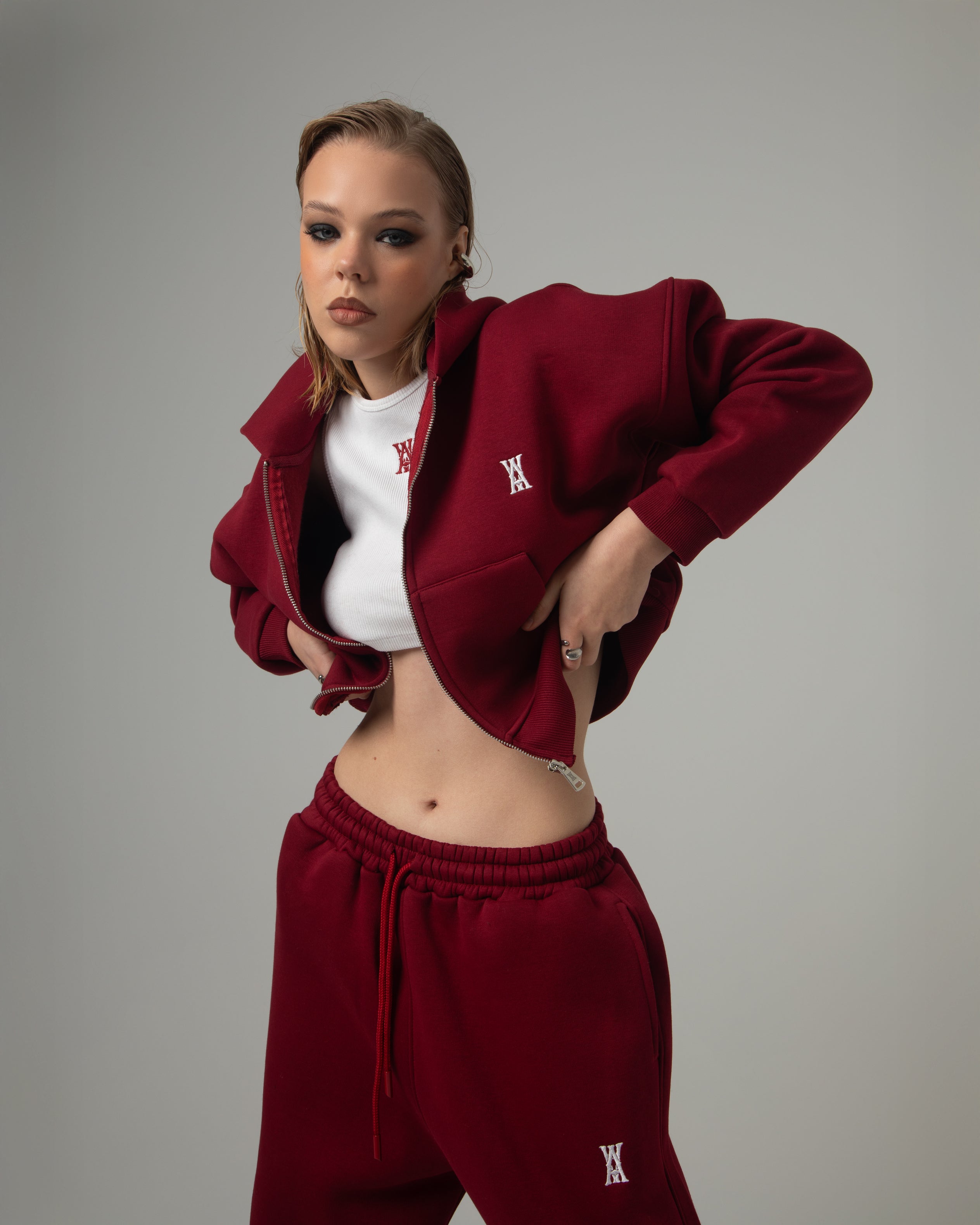 ANOTH CHERRY RED GENİŞ PAÇA PANTOLON