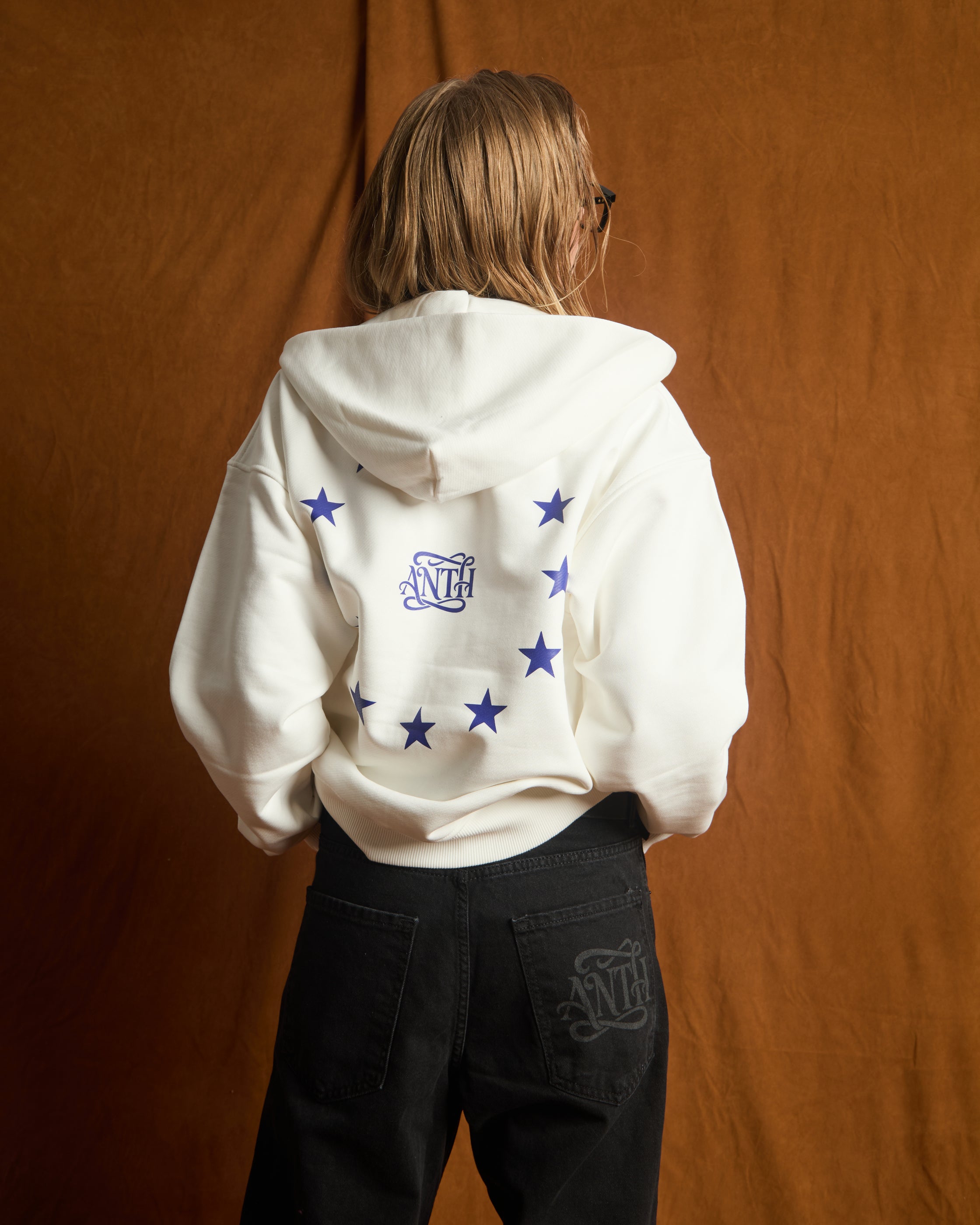 ANTH LOGO EKRU KAPÜŞONLU SWEATSHIRT
