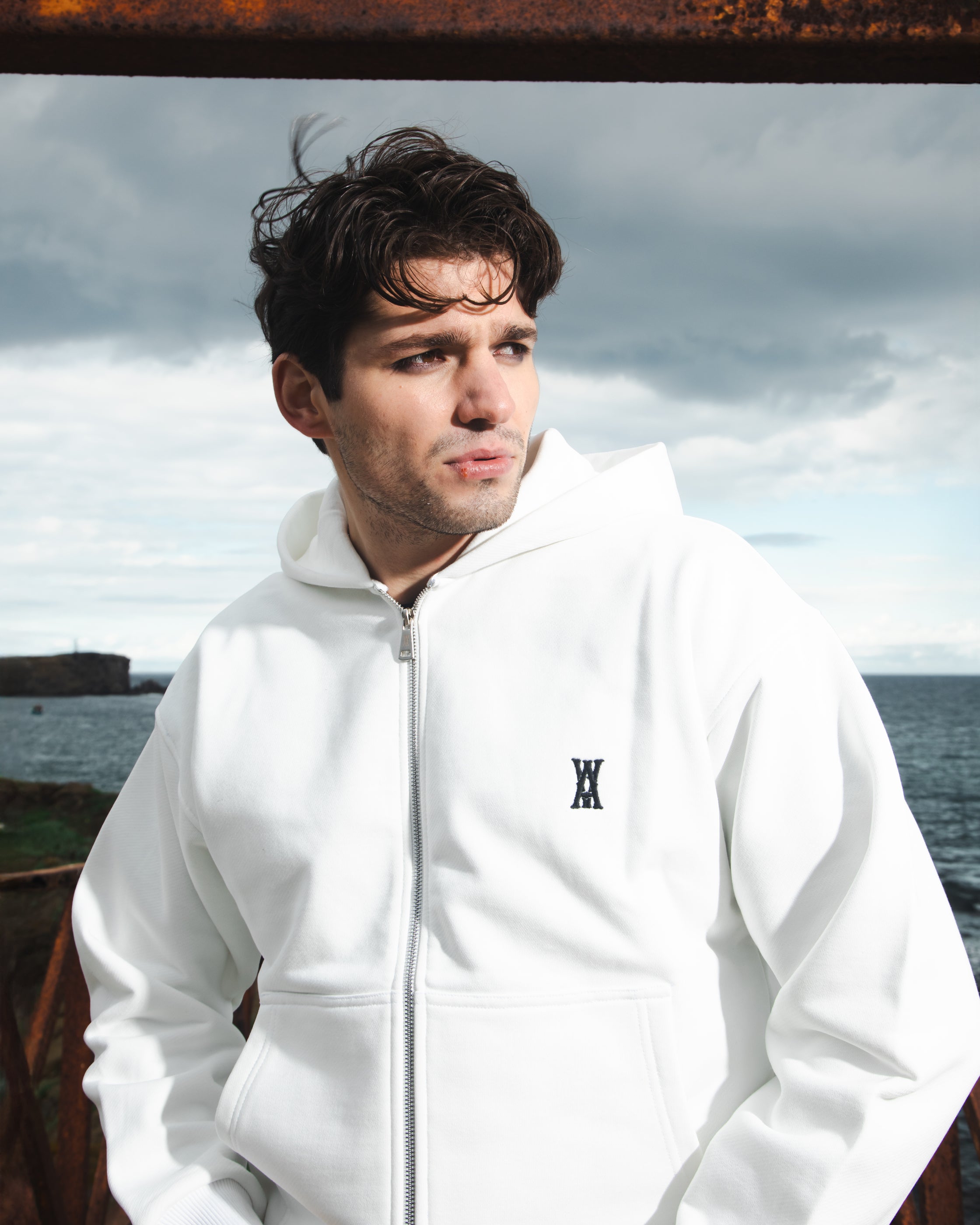 ANOTH LOGO BASIC EKRU KAPÜŞONLU SWEATSHIRT
