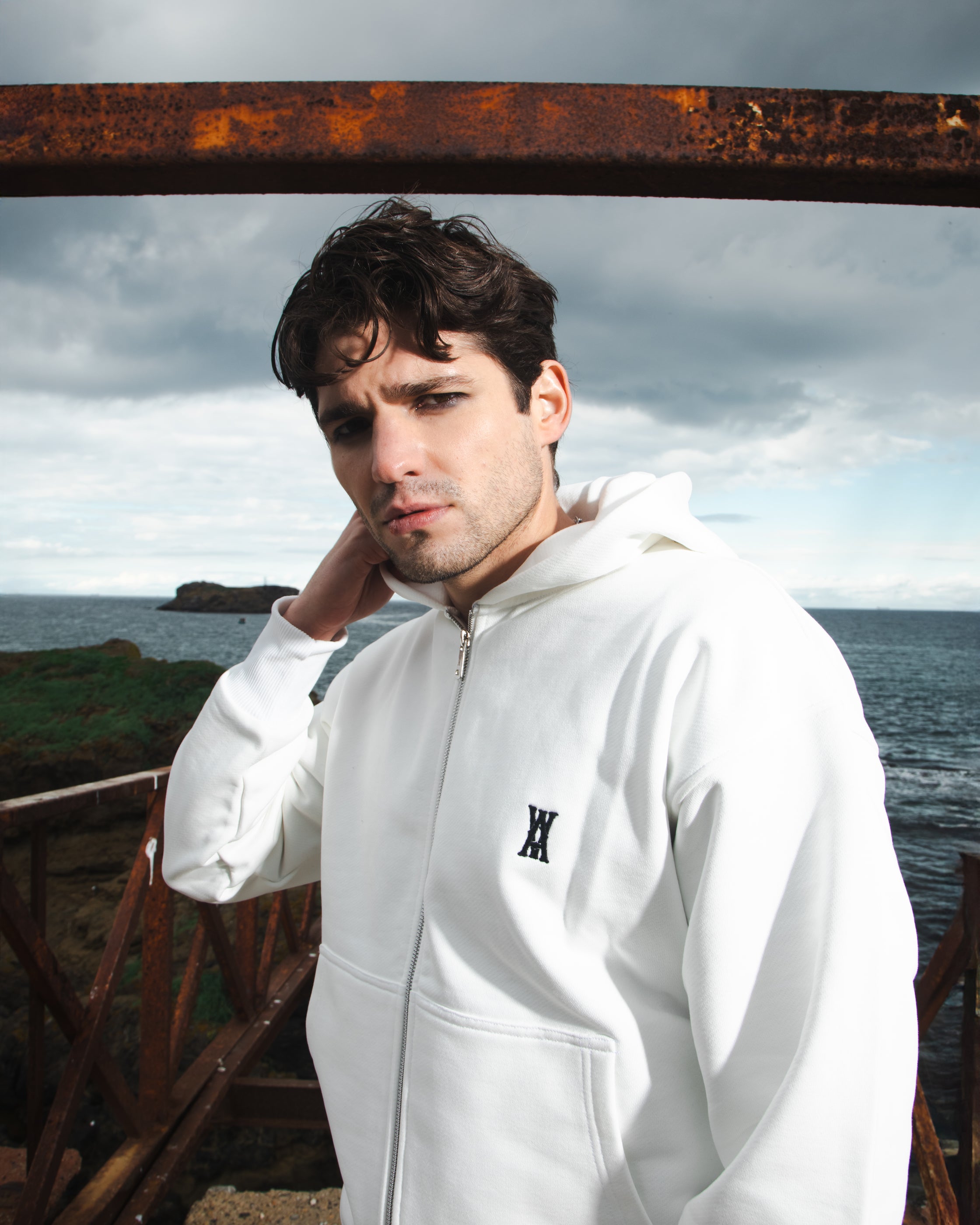 ANOTH LOGO BASIC EKRU KAPÜŞONLU SWEATSHIRT