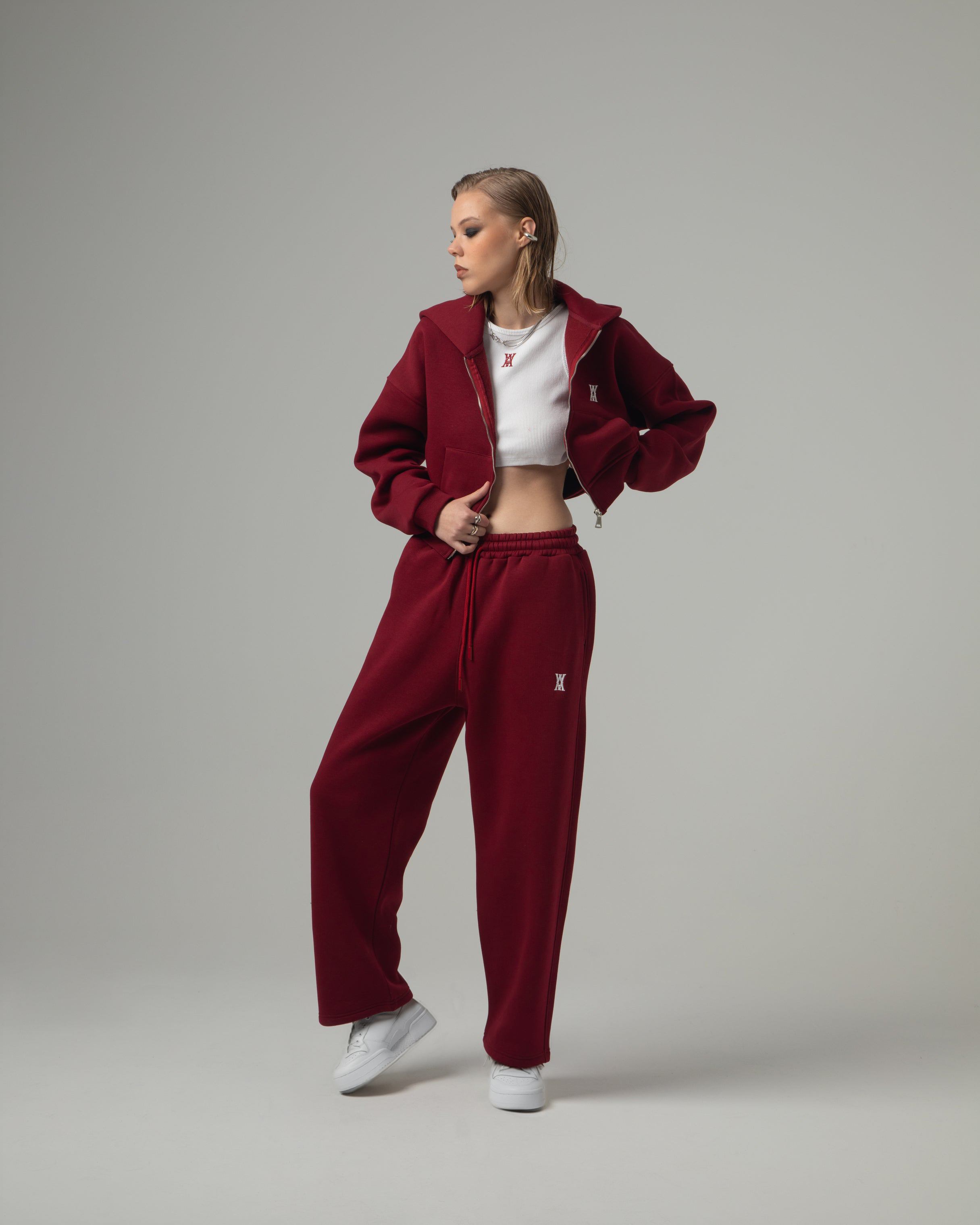 ANOTH CHERRY RED GENİŞ PAÇA PANTOLON