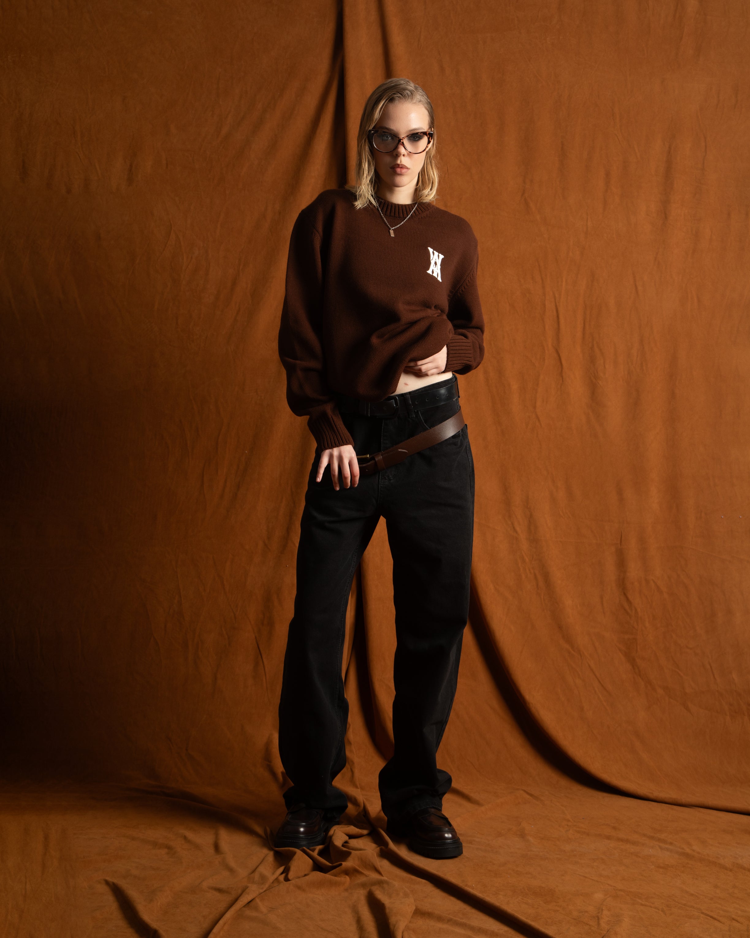 ANOTH WHITE BRICK KNIT UNISEX SWEATER