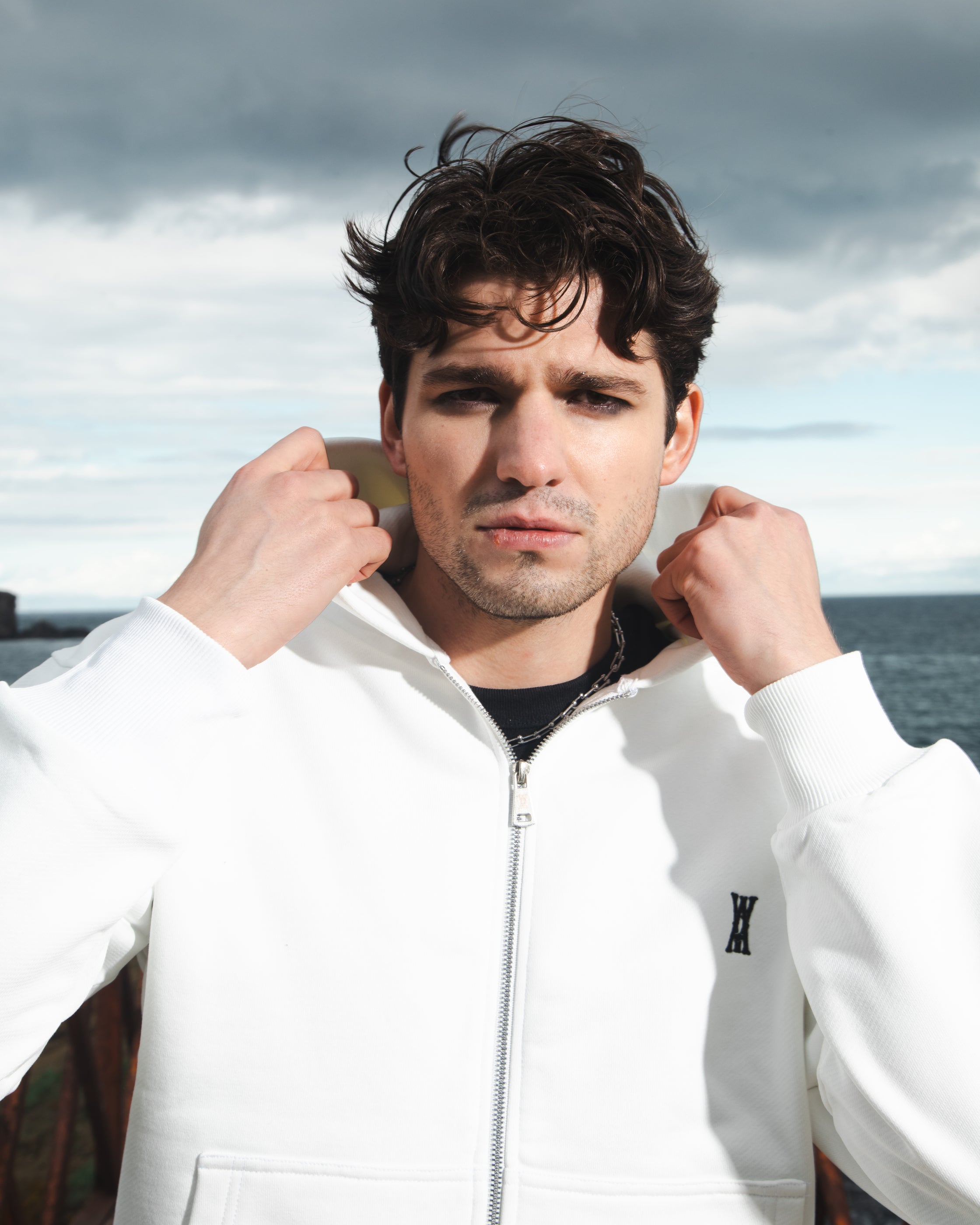 ANOTH LOGO BASIC ECRU ZIP-UP